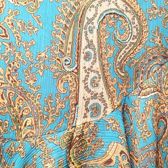 Anage Too Women's Teal Paisley Print  Ruffles Skirt Size 6 - Picture 4 of 8